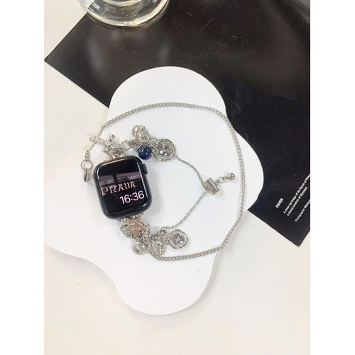 Convient Pour Apple Watch 67e Génération Niche Haut De Gamme Punk Cross Series Ins Bracelet De Montre Apple S8-Série Punk Cross - Perle Noire En Croix - 38 Mm/40 Mm/41 Mm