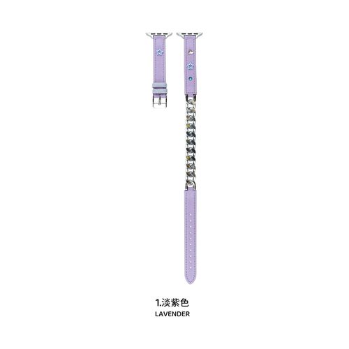 Chaîne À Double Anneau En Denim Dopamine, Nouvelle Toile Noire Et Rose, Adaptée Au Bracelet De Montre Iwatch S987 41-Lilas - 42 Mm/44 Mm/45 Mm/49 Mm