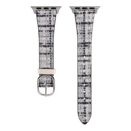 Applicable Au Bracelet De Montre Apple Iwatch8 Xiaoxiang Style Bracelet À Carreaux En Peluche Apple Watchs9 Génération Se41-Blanc - 38 Mm/40 Mm/41 Mm