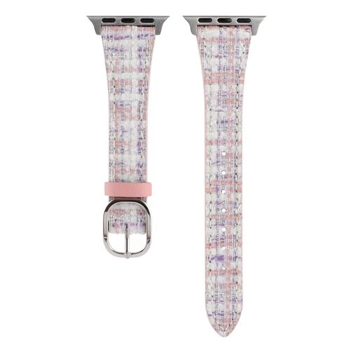 Applicable Au Bracelet De Montre Apple Iwatch8 Xiaoxiang Style Bracelet À Carreaux En Peluche Apple Watchs9 Génération Se41-Rose - 42 Mm/44 Mm/45 Mm/49 Mm