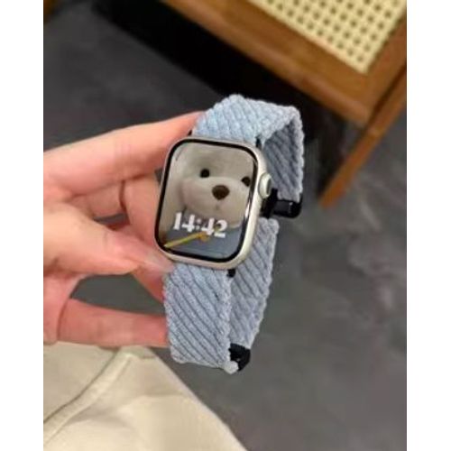 Velours Côtelé De Style Décontracté Automne Et Hiver Adapté Au Bracelet Apple Watch S9iwatch78 Génération 6541se-Bleu Ciel - 38 Mm/40 Mm/41 Mm