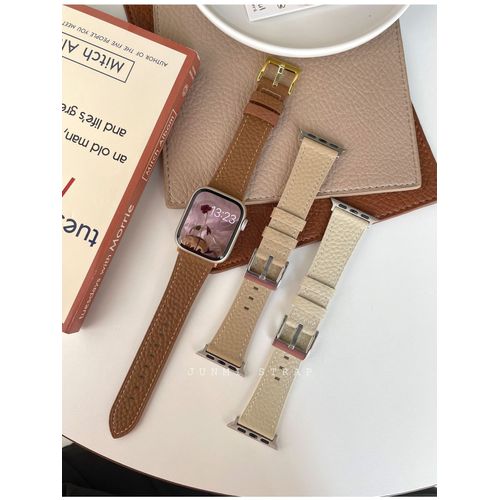 Nouveau Bracelet De Montre À Motif Litchi D'automne Et D'hiver Adapté À La Montre Apple S9, Bracelet De Montre Apple Watch 7, Bracelet De Montre Iwatch 86 Génération-Marron - 42 Mm/44 Mm/45 Mm/49 Mm
