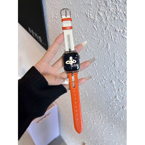 Bracelet De Montre Apple En Cuir Creux En Forme De T, Nouvelle Couleur Assortie, Adapté À La Génération Iwatch 7/8 41 Mm, Tout-Assorti Coréen Femme S9-Creux En Forme De T, Nouvelle Couleur Assortie