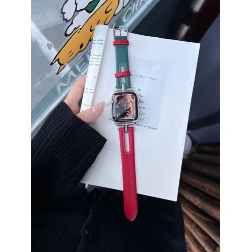 Bracelet De Montre Apple En Cuir Creux En Forme De T, Nouvelle Couleur Assortie, Adapté À La Génération Iwatch 7/8 41 Mm, Tout-Assorti Coréen Femme S9-Creux En Forme De T, Nouvelle Couleur Assortie