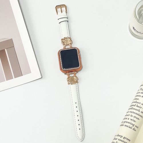 Bracelet En Cuir Souple Rouge Limité Pour Apple Watch, Compatible Avec Les Modèles De La Génération 978 Et Iwatch 6543se-Pacha Dog - Boucle Ivoire Or Rose - 38 Mm/40 Mm/41 Mm