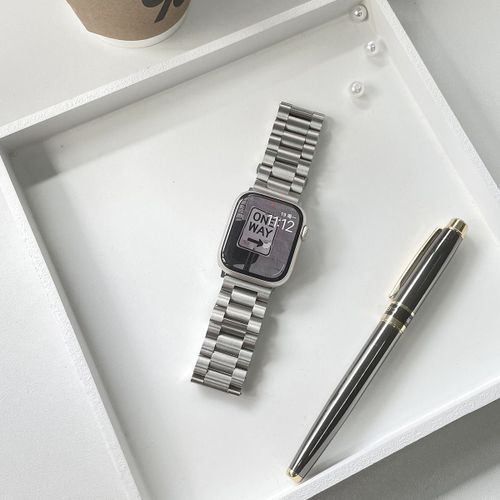 Bracelet Apple Watch Argenté Collection 98, Bracelet Apple Watch En Métal Fin À Ventouse Magnétique, Compatible Avec Iwatch765-Argent - Version Large Trois - 38 Mm/40 Mm/41 Mm