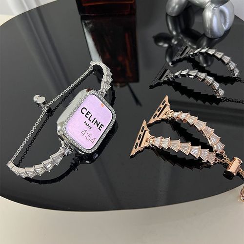 Bracelet Apple Watch Argenté Collection 98, Bracelet Apple Watch En Métal Fin À Ventouse Magnétique, Compatible Avec Iwatch765-Argent - Diamant Queue De Poisson - 38 Mm/40 Mm/41 Mm