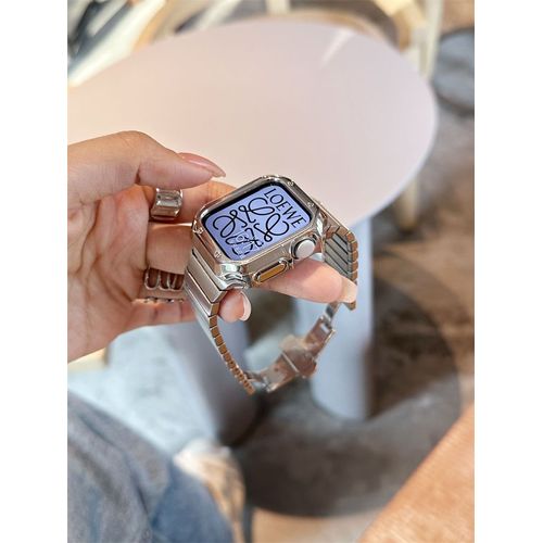 Bracelet Apple Watch Argenté Collection 98, Bracelet Apple Watch En Métal Fin À Ventouse Magnétique, Compatible Avec Iwatch765-Boucle Papillon En Argent De Haute Qualité - 38 Mm/40 Mm/41 Mm