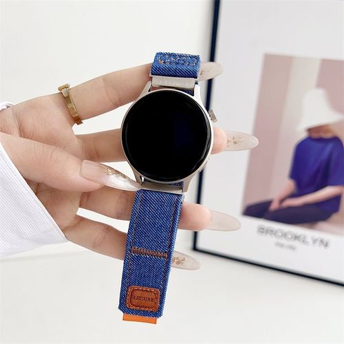 Velcro En Denim Rétro Pour Bracelet Huawei Watch Gt4 Gt2/Gt3/Watch4pro Xiaomi Oppo-Boucle Velcro En Denim - Bleu Roi - Samsung Watch 3 41 Mm [20 Mm]