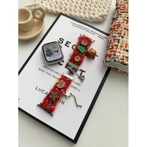 Bracelet En Peluche De Noël Adapté À Apple Watch 9, Bracelet De Montre Apple 7, Bracelet D'ambiance Automne Et Hiver S9s86-Rouge De Noël - 38/40/41 Mm
