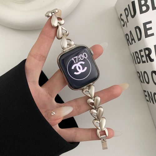 Applicable À Apple Watch S9 Bracelet Petit Parfum Style Métal Amour Applewatch Chaîne Haute Qualité Iwatch-C?ur Creux En Métal - Couleur Étoile - 38 Mm/40 Mm/41 Mm