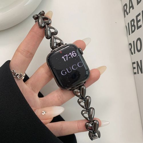 Applicable À Apple Watch S9 Bracelet Petit Parfum Style Métal Amour Applewatch Chaîne Haute Qualité Iwatch-C?ur Creux En Métal - Noir - 38 Mm/40 Mm/41 Mm