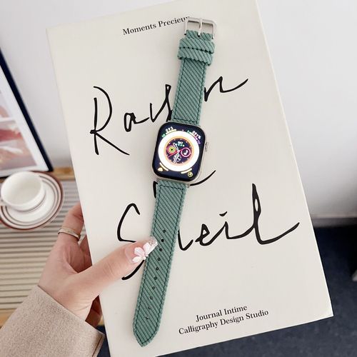 Bracelet En Velours Côtelé Décontracté Pour Apple Watch, Pour Apple Watch S9 Et Iwatch 78e Génération 6541se, Automne Et Hiver-6# Vert Bonbon - 38 Mm/40 Mm/41 Mm