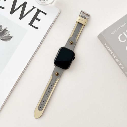 Toile Denim Rivetée Adaptée À La Montre Apple S9 Bracelet De Montre Apple Watch 87e Génération Iwatch645se-Citron Vert - 38 Mm/40 Mm/41 Mm