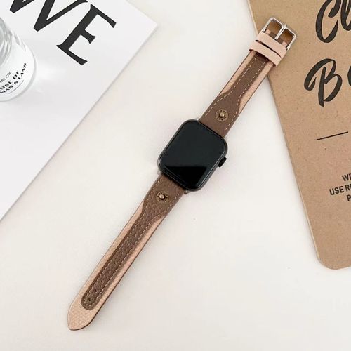 Toile Denim Rivetée Adaptée À La Montre Apple S9 Bracelet De Montre Apple Watch 87e Génération Iwatch645se-Marron - 42 Mm/44 Mm/45 Mm/49 Mm