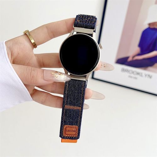 Velcro En Denim Rétro Pour Bracelet Huawei Watch Gt4 Gt2/Gt3/Watch4pro Xiaomi Oppo-Boucle En Denim Velcro - Bleu Foncé - Samsung Watch 3 42 Mm [20 Mm]