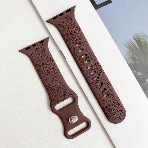 Fleurs De Tournesol Adaptées Aux Apple Watch S9 Et Iwatch 87 Se, Bracelet En Silicone Pour Femme-Fumée Violette - 38 Mm/40 Mm/41 Mm Universel