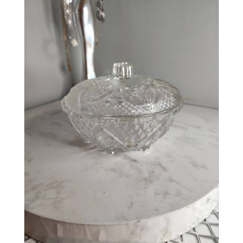 Bonbonnière Vintage En Verre Ciselé