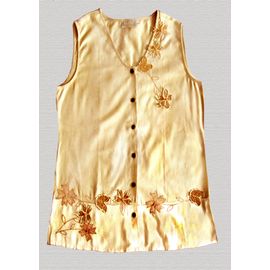 Chemisier Beige Avec Broderie Relief.Bleu Bonheur - T 42.Neuf