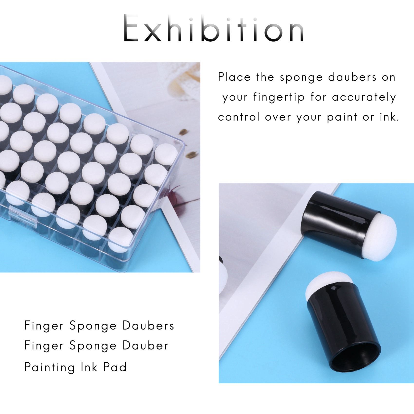 SYEYCW 30 Pièces Noir Éponges à Doigts Pour Peinture, Éponge Pour Doigtier En Plastique Multifonctions, Outils De Barbouillage, Pour Travaux Manuels, Éncre Artistique, Fabrication De Cartes