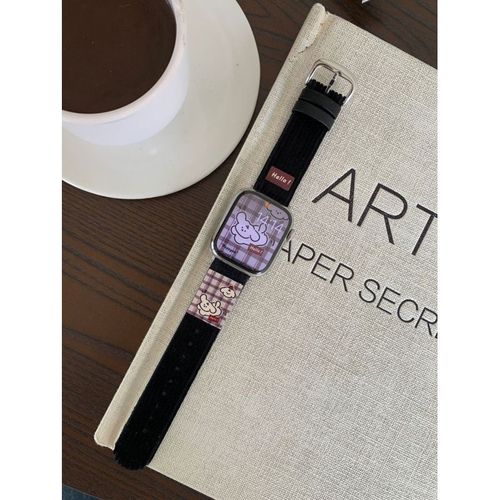 Joli Cuir Souple En Velours Côtelé Imprimé Automne Et Hiver Adapté À La Génération Apple S10 Applewatch9iwatch8765-Noir - Compatible Avec : Huawei Gt3pro-43 Mm