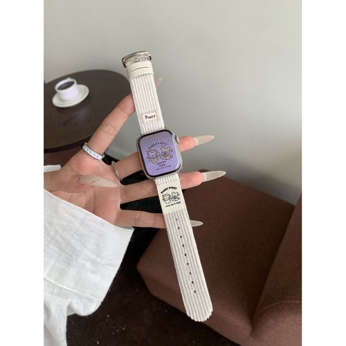 Joli Cuir Souple En Velours Côtelé Imprimé Automne Et Hiver Adapté À La Génération Apple S10 Applewatch9iwatch8765-Beige - Compatible Avec : Huawei Gt3pro-43 Mm