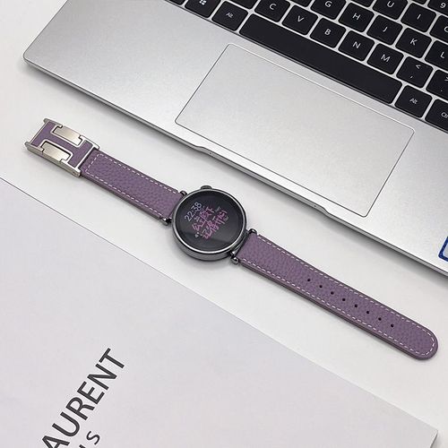 Montre Classique Pour Homme Et Femme En Cuir Grainé Litchi Avec Boucle En H Pour Huawei Gt5 Watch43gt4gt3progt21-Violet - Applicable : Huawei Gt4-41 Mm