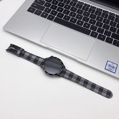 Boucle En H Motif Litchi Motif Anglais Cuir Aspiration Magnétique Adapté Pour Gt4 Huawei Watch Gt5 Bracelet De Montre Gt3/Watch2pro-Grille Grise Et Blanche - Compatible Avec : Huawei Gt5-46 Mm
