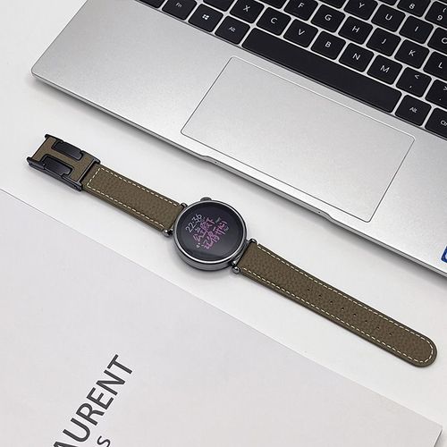 Montre Classique Pour Homme Et Femme En Cuir Grainé Litchi Avec Boucle En H Pour Huawei Gt5 Watch43gt4gt3progt21-Marron - Compatible Avec : Huawei Gt3pro-43 Mm