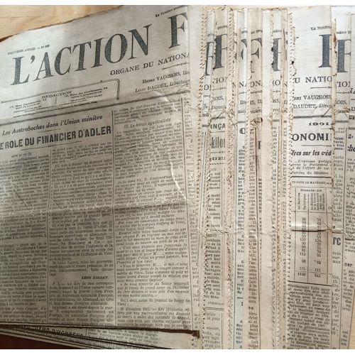 Guerre 14-18 : Gros Lot 24 Vieux Journaux Authentiques "Action Française" Année 1916