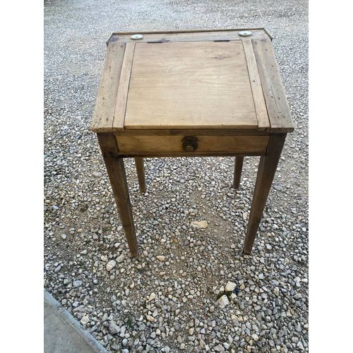 Bureau Écolier Ancien Avec 2 Encriers En Porcelaine