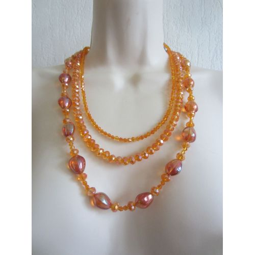 Collier À 3 Rangs Orange