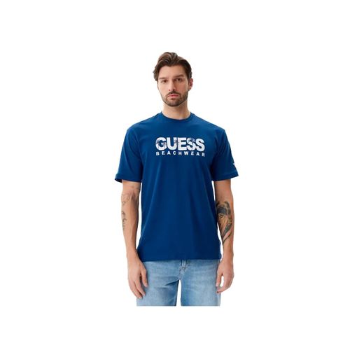 T Shirt Guess Beachwear Active Homme Bleu