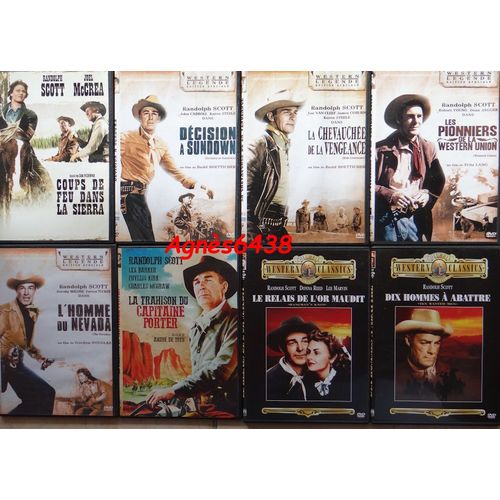Lot Western Dv Randolph Scott Trahison Capitaine Proter/Coups De Feu Dans La Sierra/Decision A Sundown/Cheuvauchee De La Vengeance/Pionniers Western Union/Colline Des Potences...