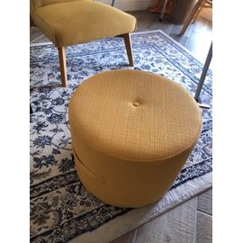 Pouf Tissu Jaune Moutarde