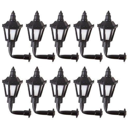 Lot De 10 Mini Appliques Murales À L'échelle 1/100 - Acier Inoxydable Noir Et Abs, Lumière Jaune Chaude, Idéales Pour Les Scènes Miniatures Et Les Projets De Bricolage.