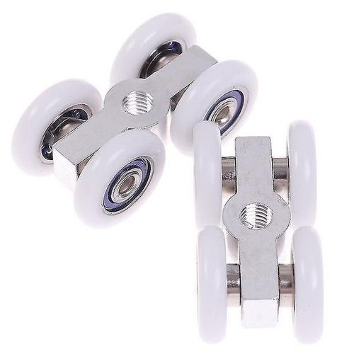 Roulettes pour portes coulissantes à 4 roues - 2 pièces, plastique durable et aluminium, dimensions 4,3 cm x 2,1 cm x 2 cm, diamètre des roues 2 cm