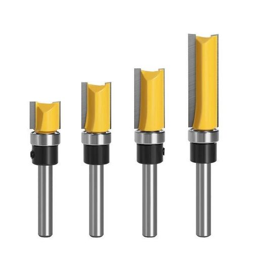 Jeu de fraises à copier 1/4"" - 4 pièces, outils de fraisage durables pour le travail du bois de précision, compatibles avec les défonceuses portatives et de table.