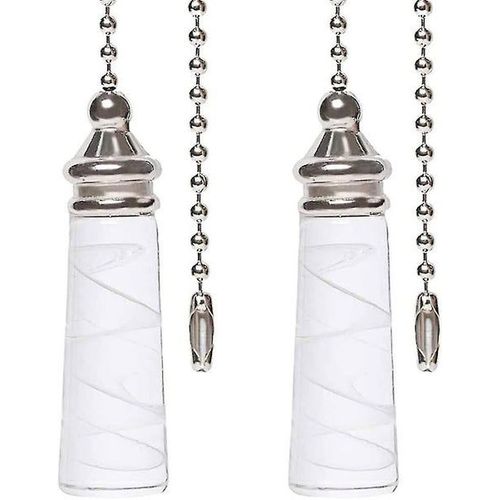 Lot De 2 Rallonges De Chaîne Avec Connecteur Pour Plafonniers, Ventilateurs Et Lampes De Bureau ¿ Motif Fleur En Verre Blanc
