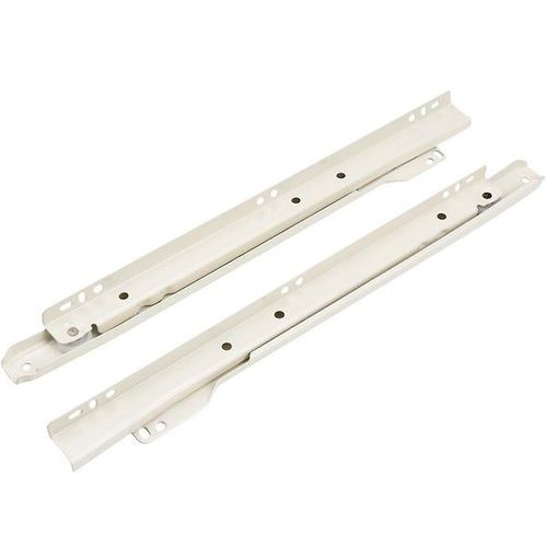 Coulisses De Tiroir De Commode Durables En Acier Laminé À Froid Avec Mécanisme D'ouverture Par Poussée, Lot De 2, Extension Complète De 40 Cm, Blanc