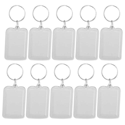 Lot De 10pcs Porte-Cles Anneau Brise Diy Cadre Photo Vierge Rectangle 3.3x5cm