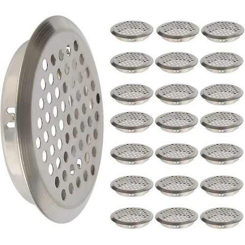 Lot de 50 grilles de ventilation rondes en acier inoxydable de 64,5 mm, en nid d'abeille, pour la circulation de l'air et la prévention de la poussière
