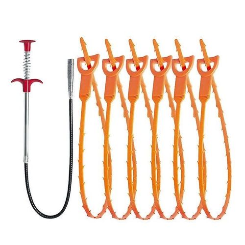 Ensemble de déboucheurs de canalisations ¿ 6 outils durables en acier ABS pour déboucher les canalisations de cuisine, de salle de bain et de toilettes ¿ Flexibles et écologiques