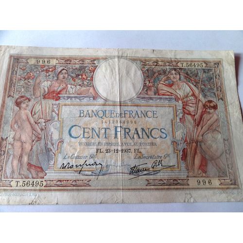 Billet 100 Francs - France - 23 Déc 1937