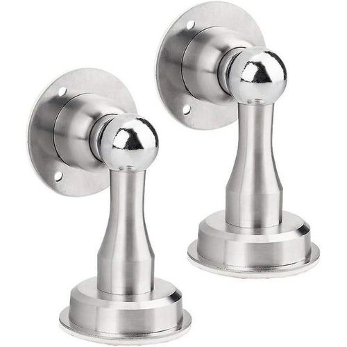 Butée de porte magnétique - Acier inoxydable robuste, installation facile, empêche les blocages accidentels, 2 supports inclus