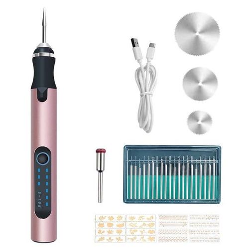 Stylo graveur rechargeable 8 W à vitesse réglable, chargement USB-C, pour métal, bois, verre et projets de bricolage