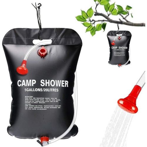 Sac de douche solaire 20 L - Douche de camping portable, écologique, chauffe l'eau au soleil, idéale pour les activités de plein air
