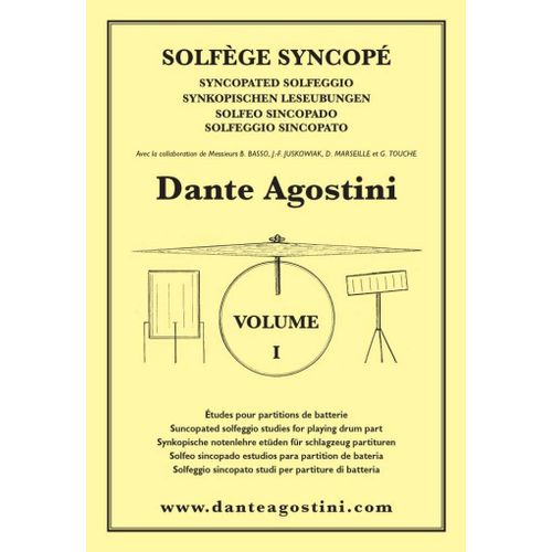 Dante Agostini : Solfège Syncopé - Volume 1 - Recueil Batterie 9790707005088 Carmk7