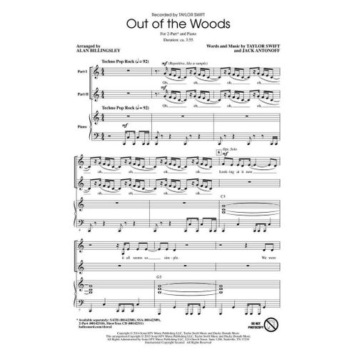 Jack Antonoff : Out Of The Woods - Partitions Pour Chorales 2-Part Choir Hl00142310