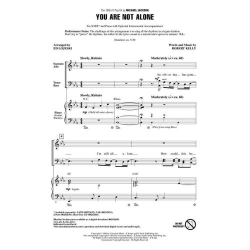 Ed Lojeski : You Are Not Alone - Partitions Pour Chorales Satb Hl00252632